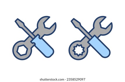 Reparaturwerkzeuge Symbol Vektorgrafik. Werkzeugzeichen und Symbol. Einstellsymbol. Schraubenzieher und Schraubenzieher. Service