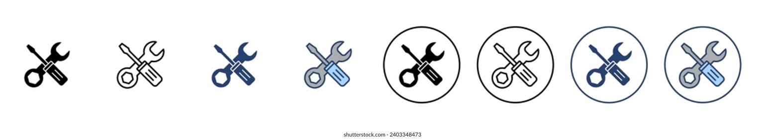 Vector de iconos de herramientas de reparación. símbolo y signo de la herramienta. para abrir el Navegador. Llave y destornillador. Servicio
