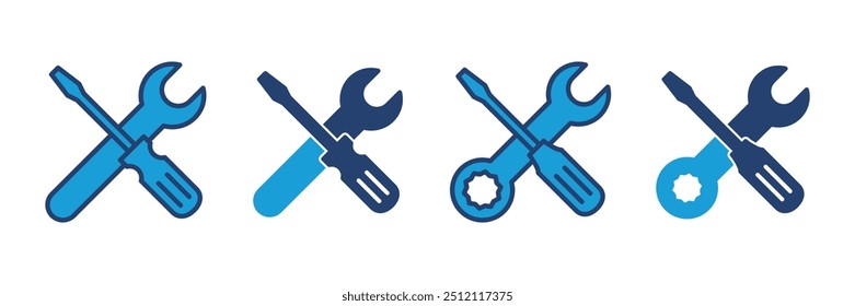 Vector de icono de herramientas de reparación. Vector de icono de herramienta. Vector de icono de configuración. Llave y destornillador. Asistencia, Servicio