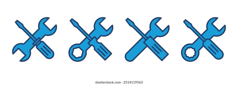 Repair tools icon vector. tool icon vector. setting icon vector. Wrench and screwdriver. support, Service