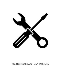 Werkzeug reparieren Symbol Vektor. Werkzeugzeichen und -symbol. Einstellungssymbol. Schraubenschlüssel und Schraubendreher. Service