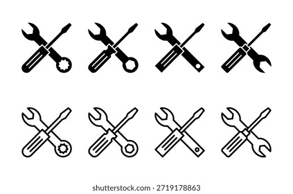 Icono de herramientas de reparación. Vector de herramientas y símbolo. icono de configuración. Llave y destornillador. Servicio