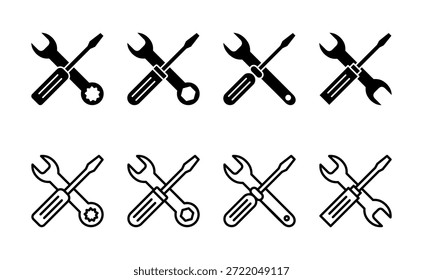 Icono de herramientas de reparación. Vector de herramientas y símbolo. icono de configuración. Llave y destornillador. Servicio