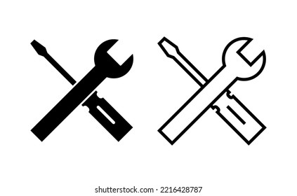 Vector de iconos de herramientas de reparación para aplicaciones web y móviles. símbolo y signo de la herramienta. para abrir el Navegador. Llave y destornillador. Servicio
