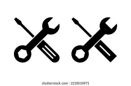 Vector de iconos de herramientas de reparación para aplicaciones web y móviles. símbolo y signo de la herramienta. para abrir el Navegador. Llave y destornillador. Servicio