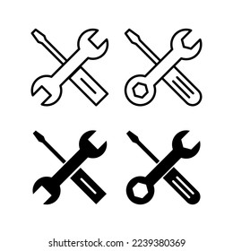 Repair tools icon vector for web and mobile app. tool sign and symbol. setting icon. Wrench and screwdriver. Service