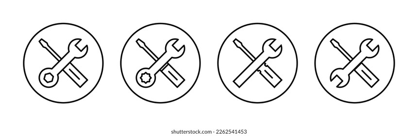Vector de iconos de herramientas de reparación para aplicaciones web y móviles. símbolo y signo de la herramienta. para abrir el Navegador. Llave y destornillador. Servicio