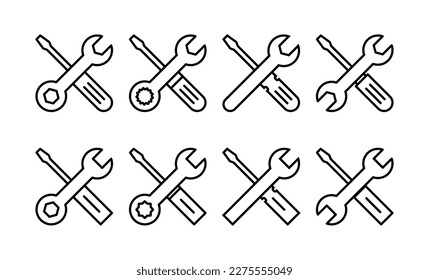 Repair tools icon vector for web and mobile app. tool sign and symbol. setting icon. Wrench and screwdriver. Service