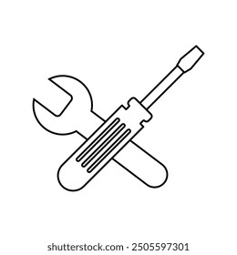 Repair tools icon vector, Wrench and screwdriver simple flat trendy style illustration for web and app on white background..eps