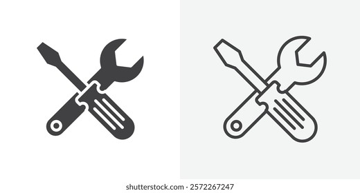 Repair tools icons. flat and line style set