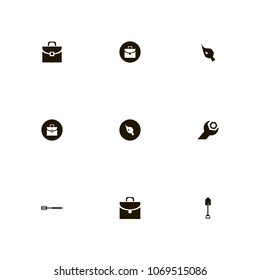 Repair Tools icons set. brush, bag, shovel and nut