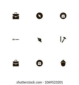 Repair Tools icons set. brush, spatula, helmet and hammer