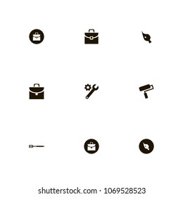 Repair Tools icons set. brush, wrench, drawing and gear