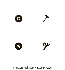 Repair Tools icons set. brush, gear, hammer in and nut