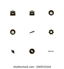 Repair Tools icons set. device, bag, gear and brush