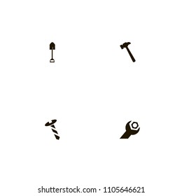 Repair Tools icons set. dig, screw, hammer and nut