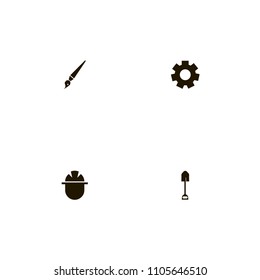 Repair Tools icons set. foreman, mechanism, helmet and device
