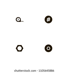 Repair Tools icons set. line, tape, wrench and detail