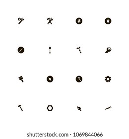 Repair Tools icons set. machinery, screw, brush and drawing