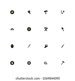 Repair Tools icons set. master, electric saw, trowel and brush