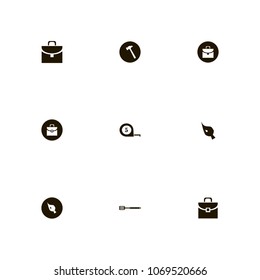 Repair Tools icons set. measure, hammer, bag and spatula