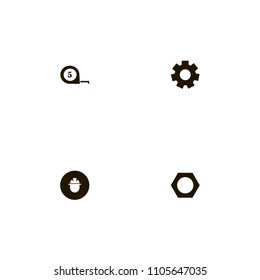 Repair Tools icons set. mechanism, device, tape and nut