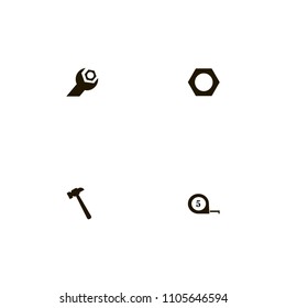 Repair Tools icons set. nut, wrench, detail and hammer