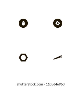 Repair Tools icons set. nut, helmet, foreman and saw
