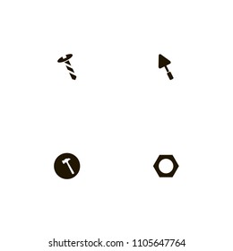 Repair Tools icons set. nut, screw, detail and hammer