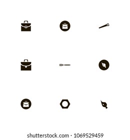 Repair Tools icons set. painting, suitcase, drawing and bag
