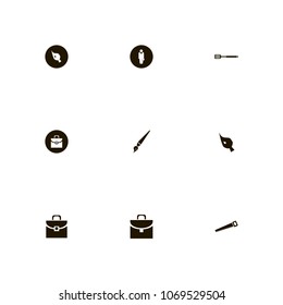 Repair Tools icons set. painting, businessman, saw and suitcase