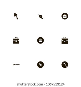 Repair Tools icons set. putty knife, drawing, suitcase and brush