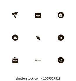 Repair Tools icons set. roller, nut, bag and suitcase