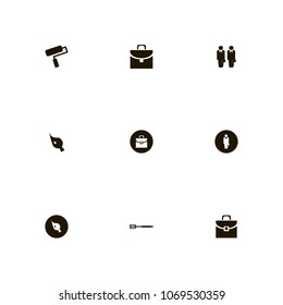 Repair Tools icons set. roller, spatula, drawing and businessman