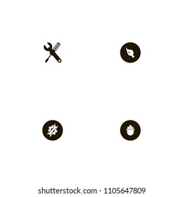 Repair Tools icons set. screwdriver, gear, foreman and helmet