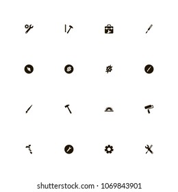 Repair Tools icons set. settings, turn screw, tool box and brush