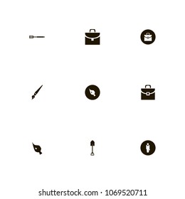 Repair Tools icons set. shovel, spatula, suitcase and businessman