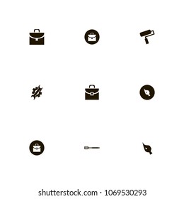 Repair Tools icons set. spatula, bag, gear and brush