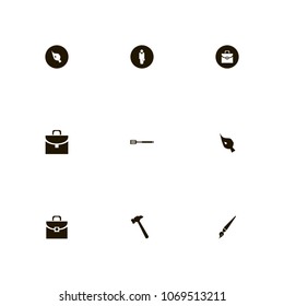 Repair Tools icons set. suitcase, bag, drawing and businessman