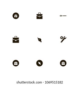 Repair Tools icons set. tool bag, wrench, drawing and suitcase