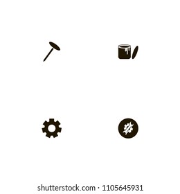 Repair Tools icons set. wrench, hammer in, nail tool and machinery