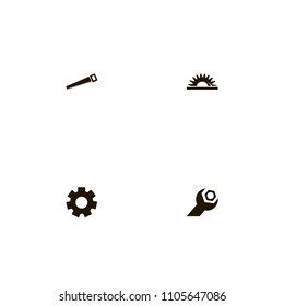 Repair Tools icons set. wrench, device, nut and saw
