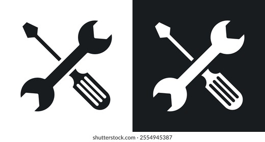 Repair tools icons in solid black and white colors