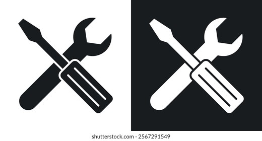 Repair tools icons in solid black and white colors