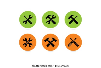 Repair tools icons, Spanner, Wrench, Hammer, Screwdriver Vector Icons Set