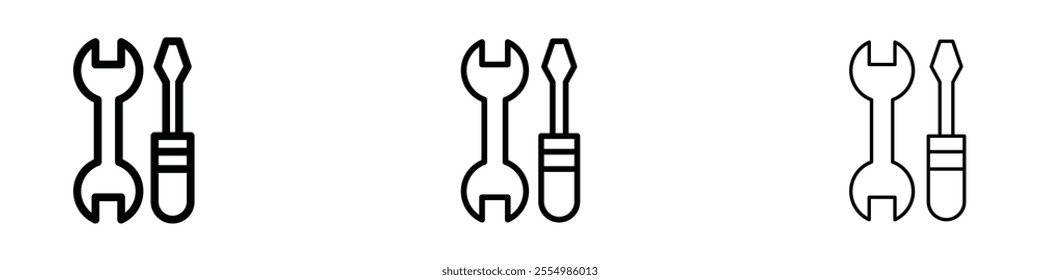 Repair tools icons in tree different stroke sizes