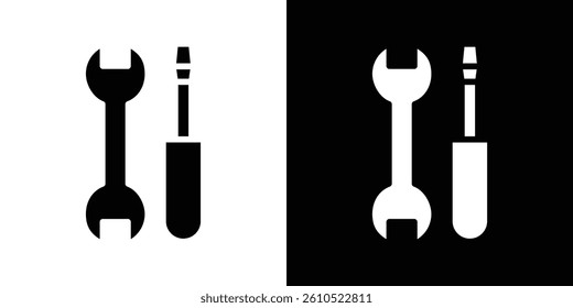 Repair tools icons vector set in solid flat style