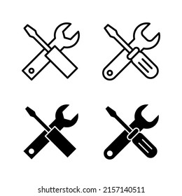 Vector de iconos de herramientas de reparación. símbolo y signo de la herramienta. icono de vectorización. Llave y destornillador. Servicio