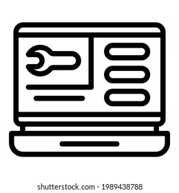 Repair tools laptop icon. Outline Repair tools laptop vector icon for web design isolated on white background