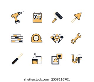 Repair and tools - line design style icons set